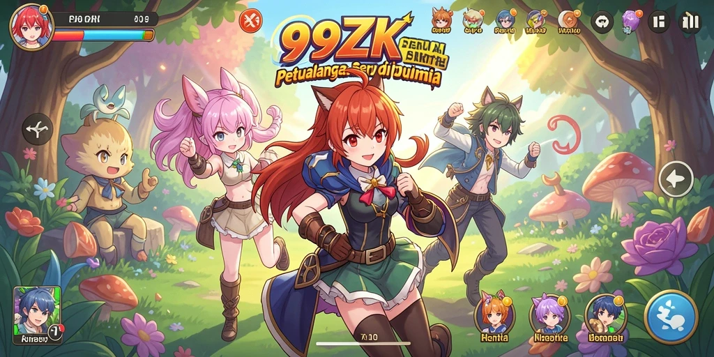 Tampilan gameplay menarik dengan karakter anime yang beraksi.