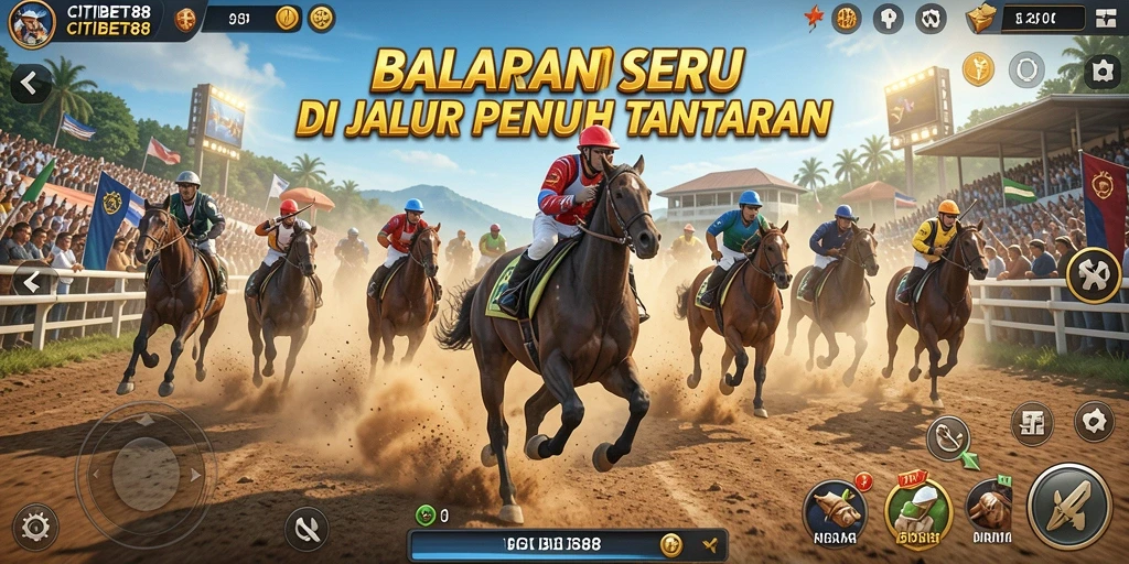 Screenshot gameplay CITIBET88 menampilkan aksi balapan yang mendebarkan.