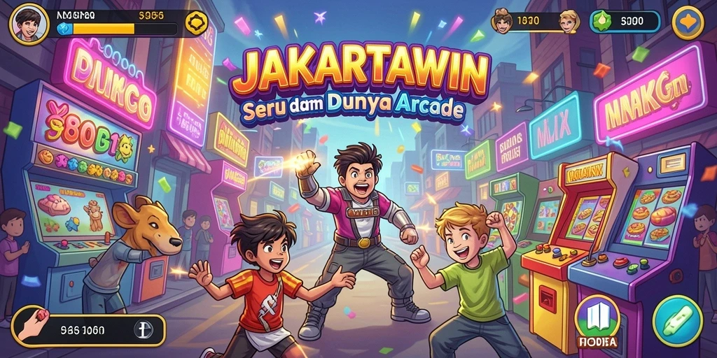 Screenshot utama menampilkan aksi seru dalam permainan arcade JAKARTAWIN.