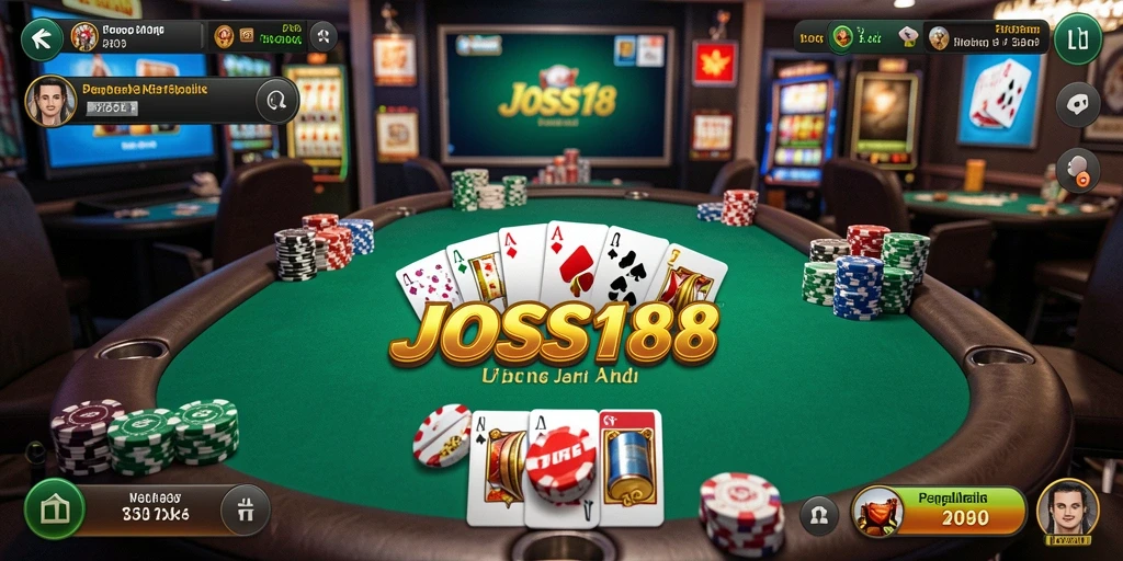 Screenshot utama JOSS188 menampilkan suasana permainan poker yang intens.