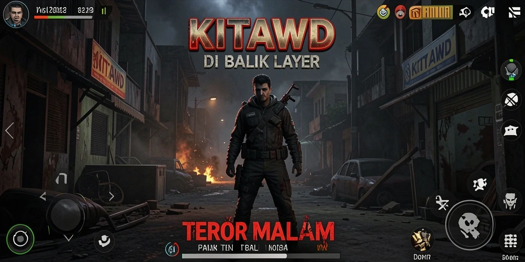 Screenshot dari gameplay KITAWD dengan suasana mencekam yang menyelimuti.
