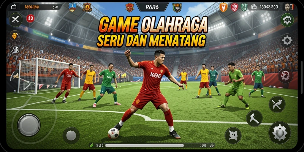 Tampilan gameplay R6R6 yang menegangkan di arena olahraga.