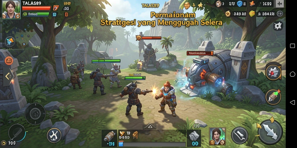 Tampilan gameplay yang mendebarkan dari TALAS89 saat bertempur.