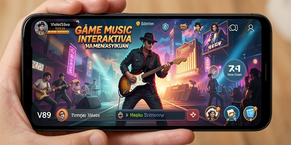 Tampilan gameplay V89 yang seru dan interaktif dalam bermain musik.